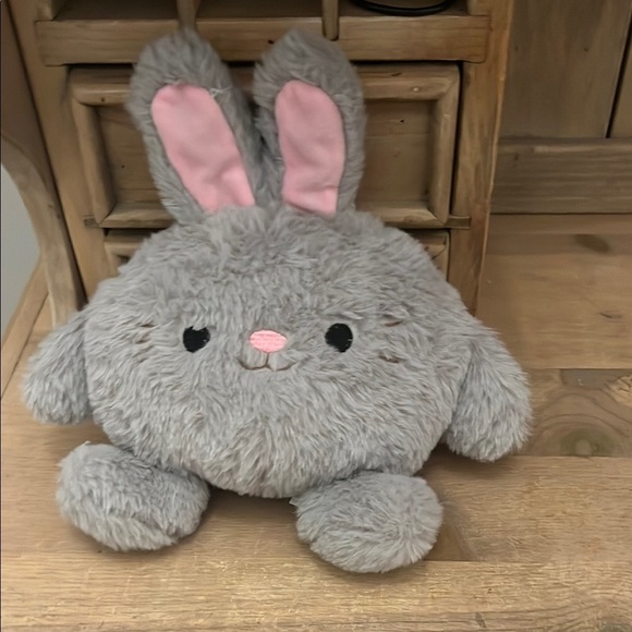 American Greetings Rabbit Plush Gray Easter Bunny Round  9” Tall - Picture 1 of 6